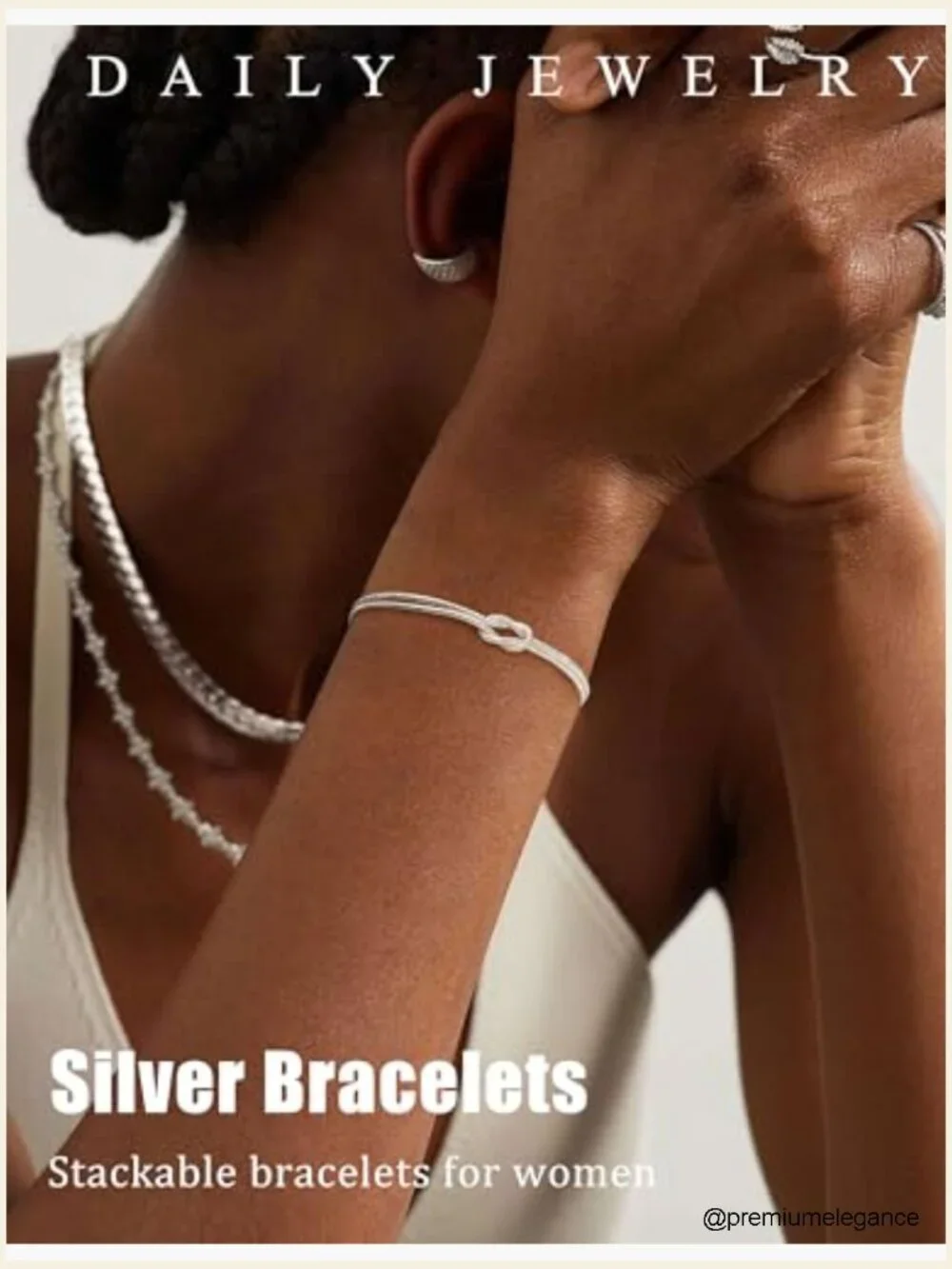 Dainty Knot Bracelet Set 14K Gold Plated Stackable Women - Trendy Non Tarnish